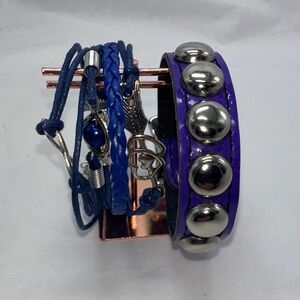 Purple and Blue Bracelet Bundle with Silver Accents